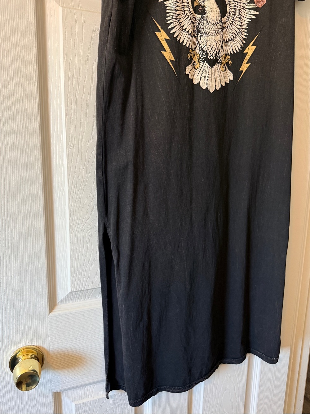 Black 'Freebird' Eagle graphic Maxi T-Shirt Dress - Picture 2 of 2